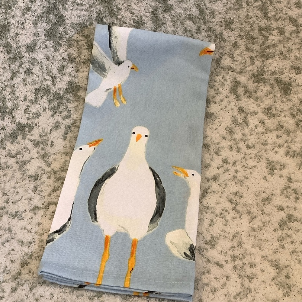 Stonewall Kitchen Seagull Bird Beach Kitchen Towel NWT Cotton 18x28”